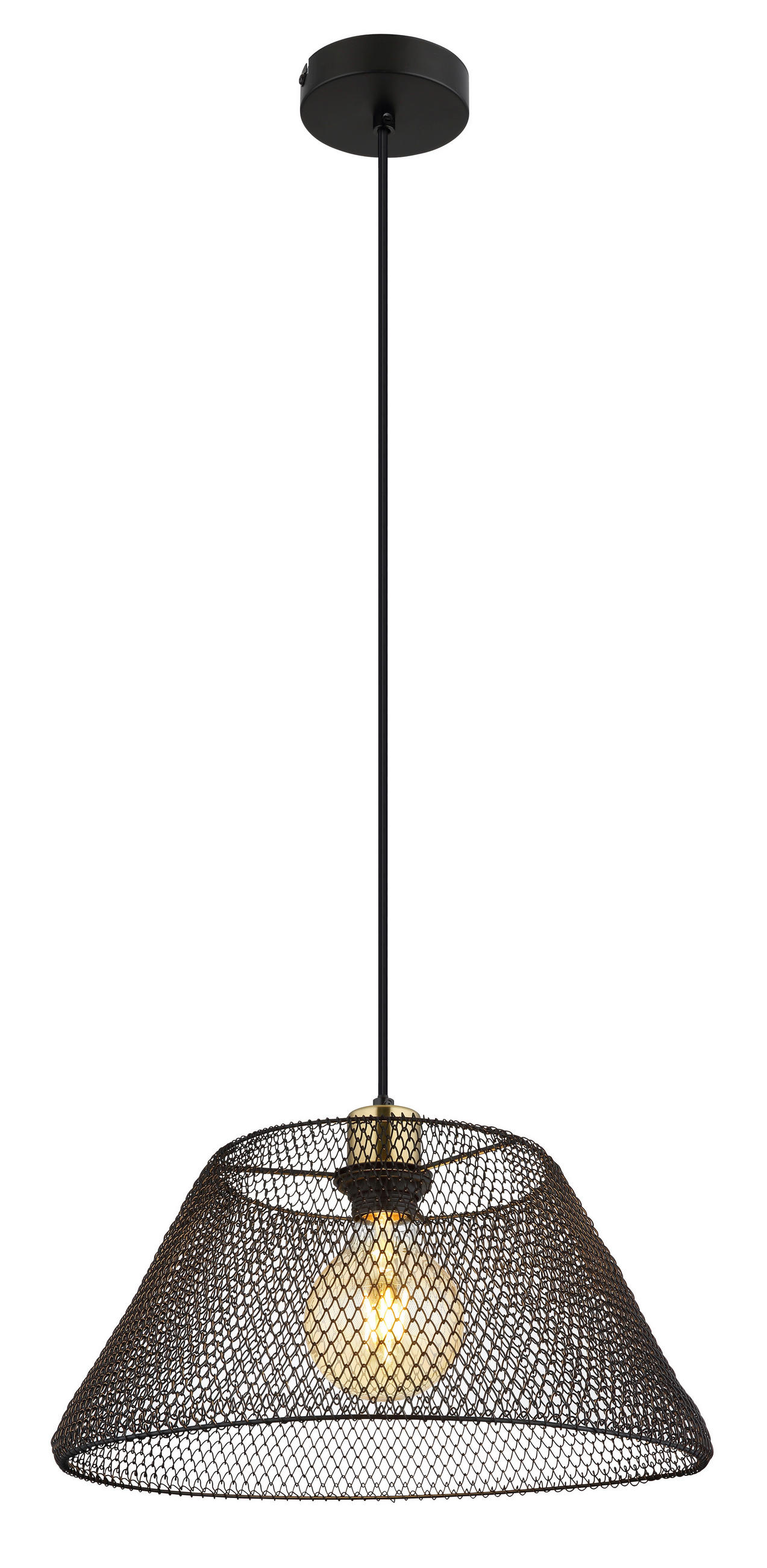 HÄNGELEUCHTE 36/120 cm    - Goldfarben/Schwarz, Trend, Kunststoff/Metall (36/120cm) - Globo