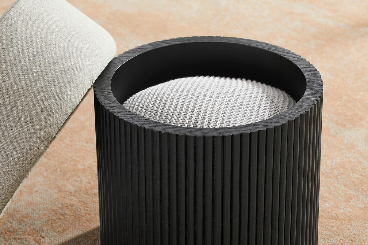 HOCKER Struktur Grau, Schwarz  - Schwarz/Grau, MODERN, Textil (50/43/50cm) - Livetastic