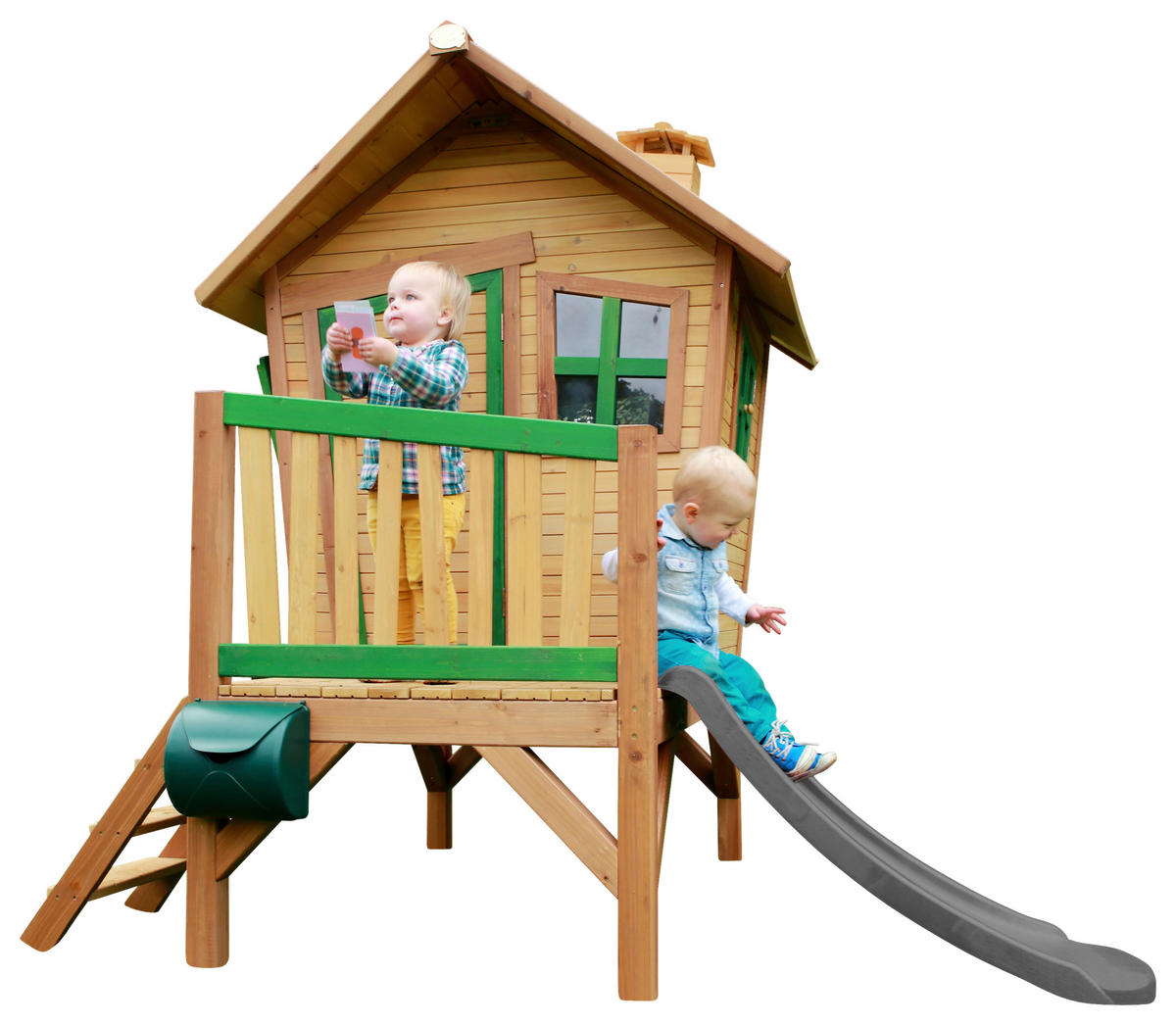 SPIELHAUS 264/203/177 cm  - Braun/Grau, KONVENTIONELL, Holz/Kunststoff (264/203/177cm) - Ambia Garden