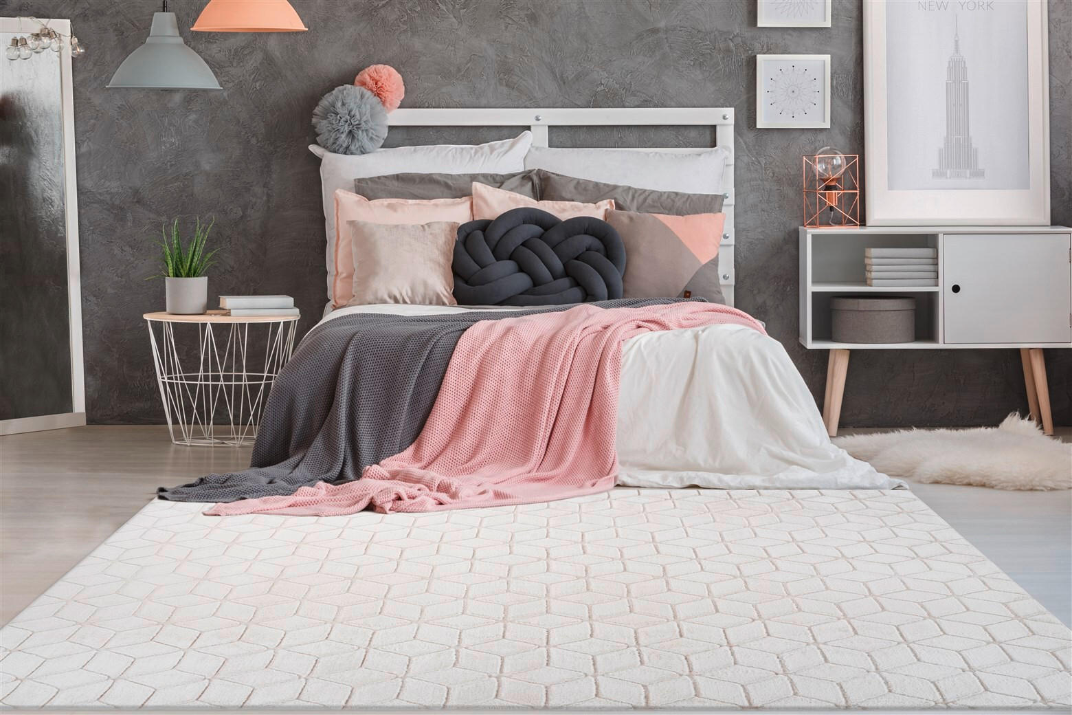 TEPPICH 120/160 cm Vivica 125 Weiß / Creme  - Creme/Weiß, KONVENTIONELL, Textil (120/160cm)