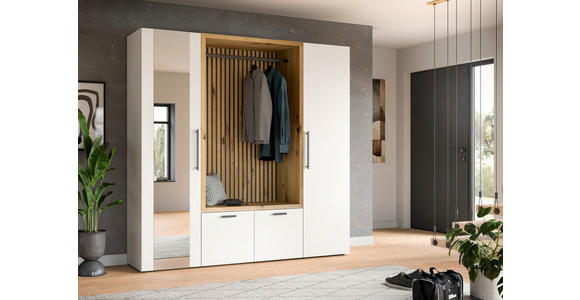 GARDEROBE in 216/200/47 cm - Weiß/Eiche Artisan, MODERN, Glas/Holzwerkstoff (216/200/47cm) - Voleo