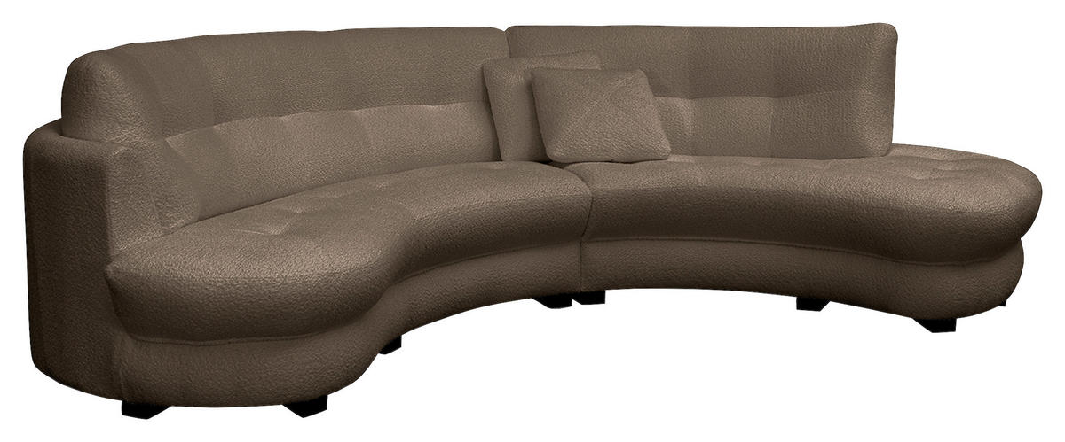 ECKSOFA in Bouclé Braun  - Weiss/Schwarz, Design, Kunststoff/Textil (300/113cm) - Livetastic