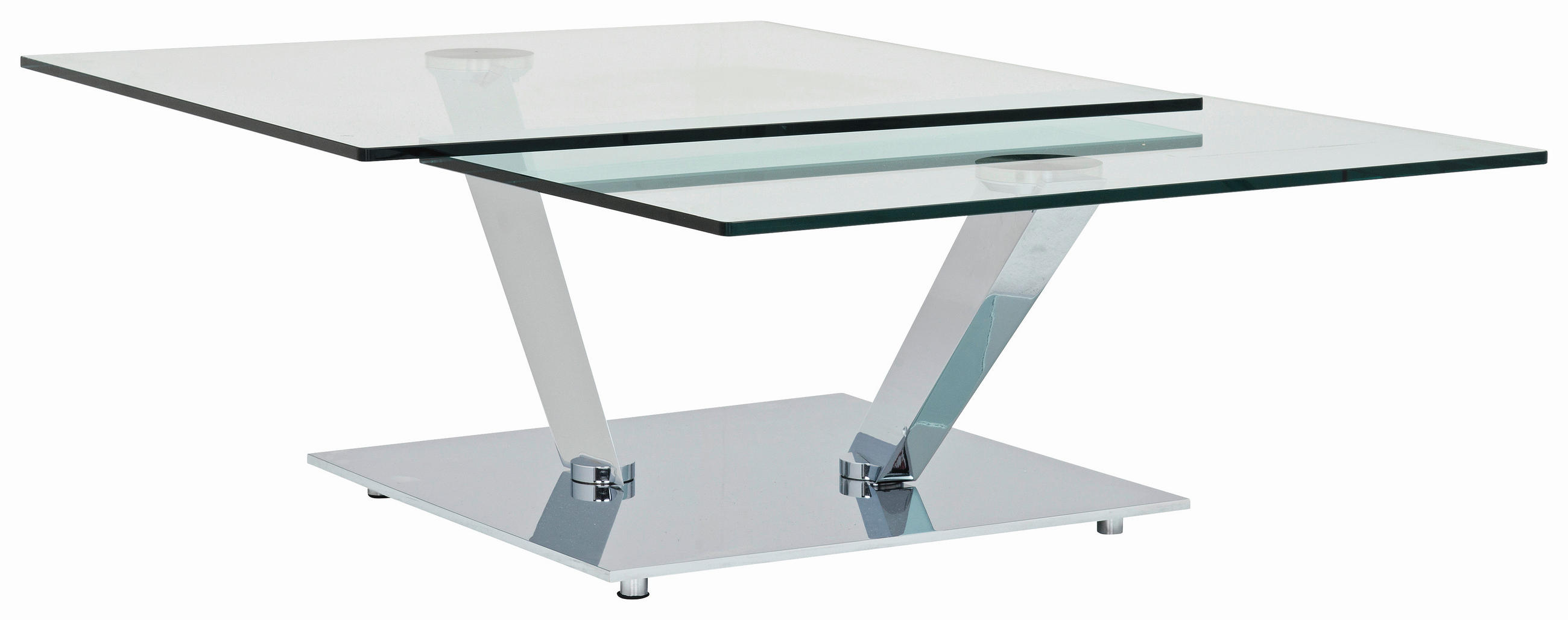 COUCHTISCH in Metall, Glas 84-129/106/40 cm  - Chromfarben, Design, Glas/Metall (84-129/106/40cm)