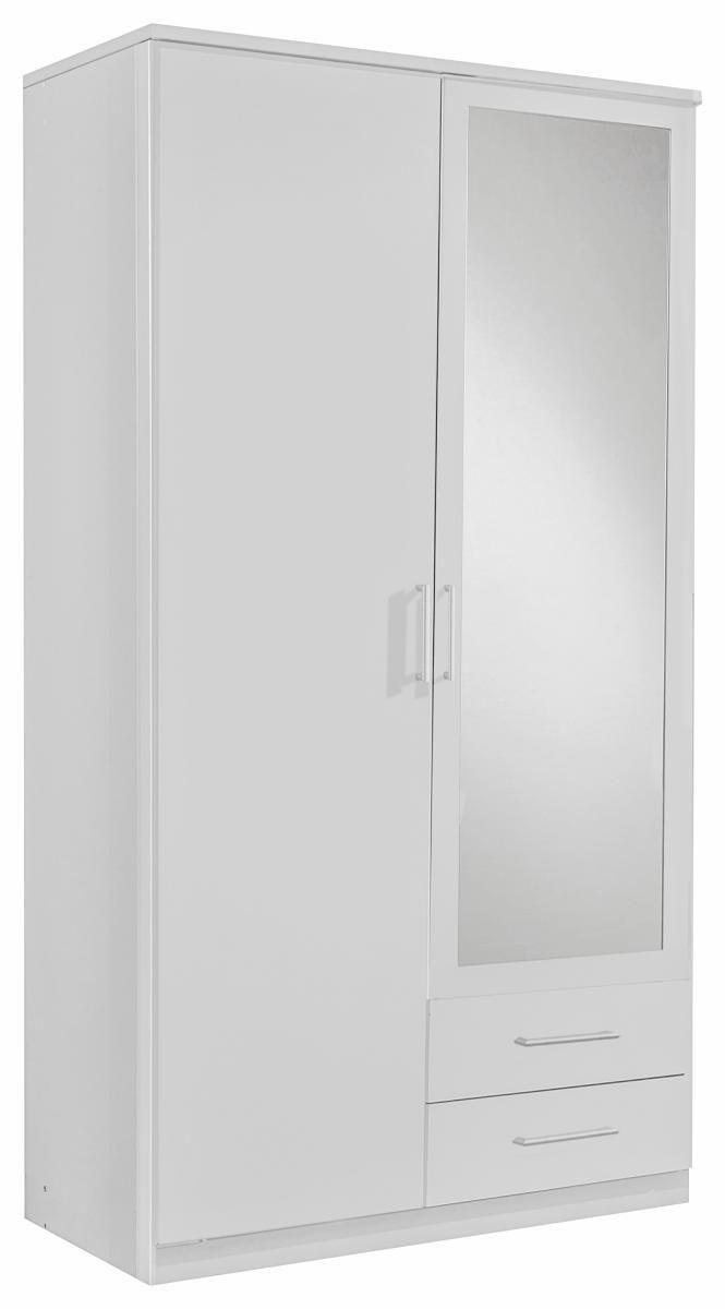 DREHTÜRENSCHRANK 90/199,5/58 cm 2-türig Weiß  - Alufarben/Weiß, KONVENTIONELL, Glas/Holzwerkstoff (90/199,5/58cm) - MID.YOU