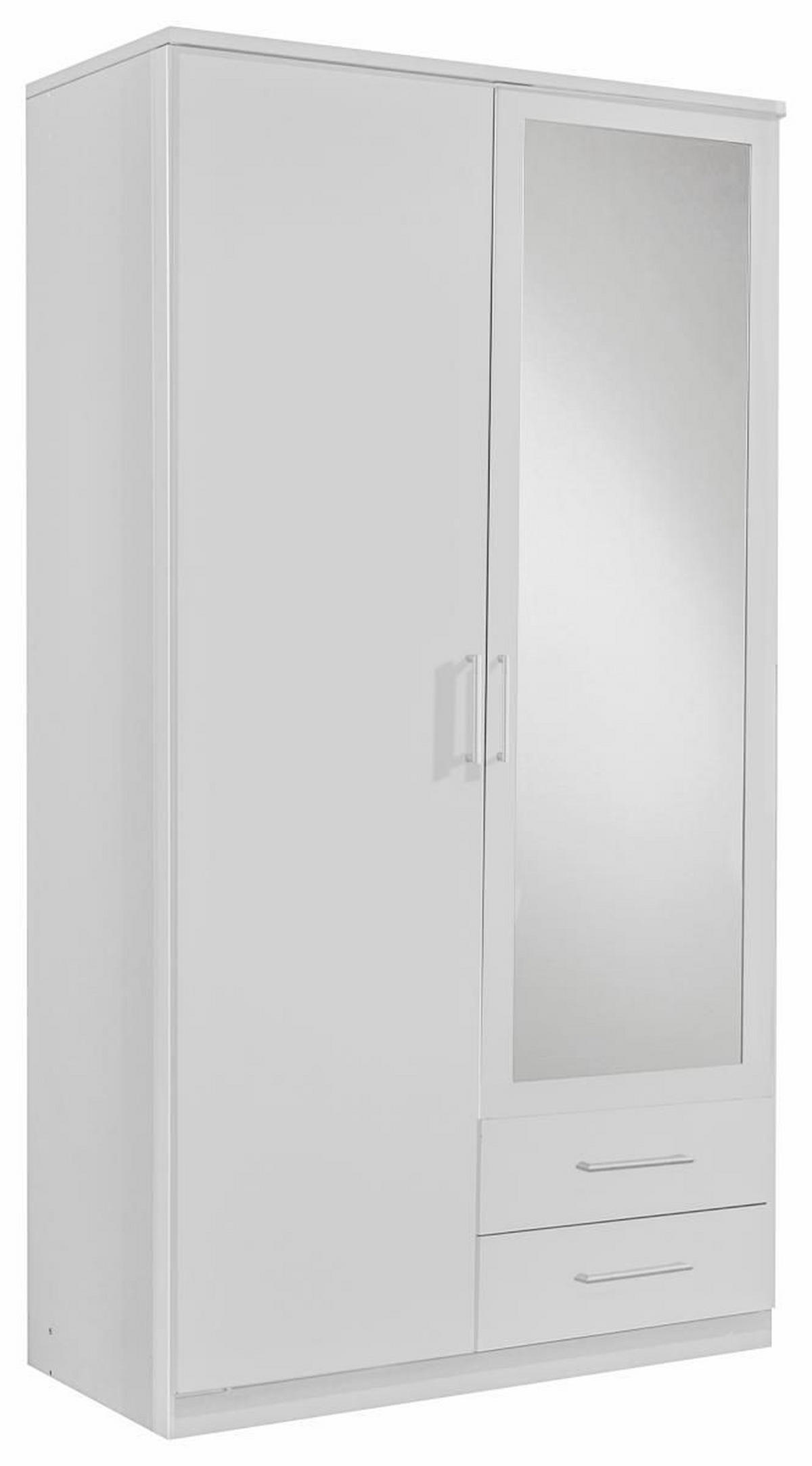 ŠATNÍ SKŘÍŇ SE ZRCADLEM, bílá, 90/199,5/58 cm - bílá/barvy hliníku, Konvenční, kompozitní dřevo/plast (90/199,5/58cm) - MID.YOU
