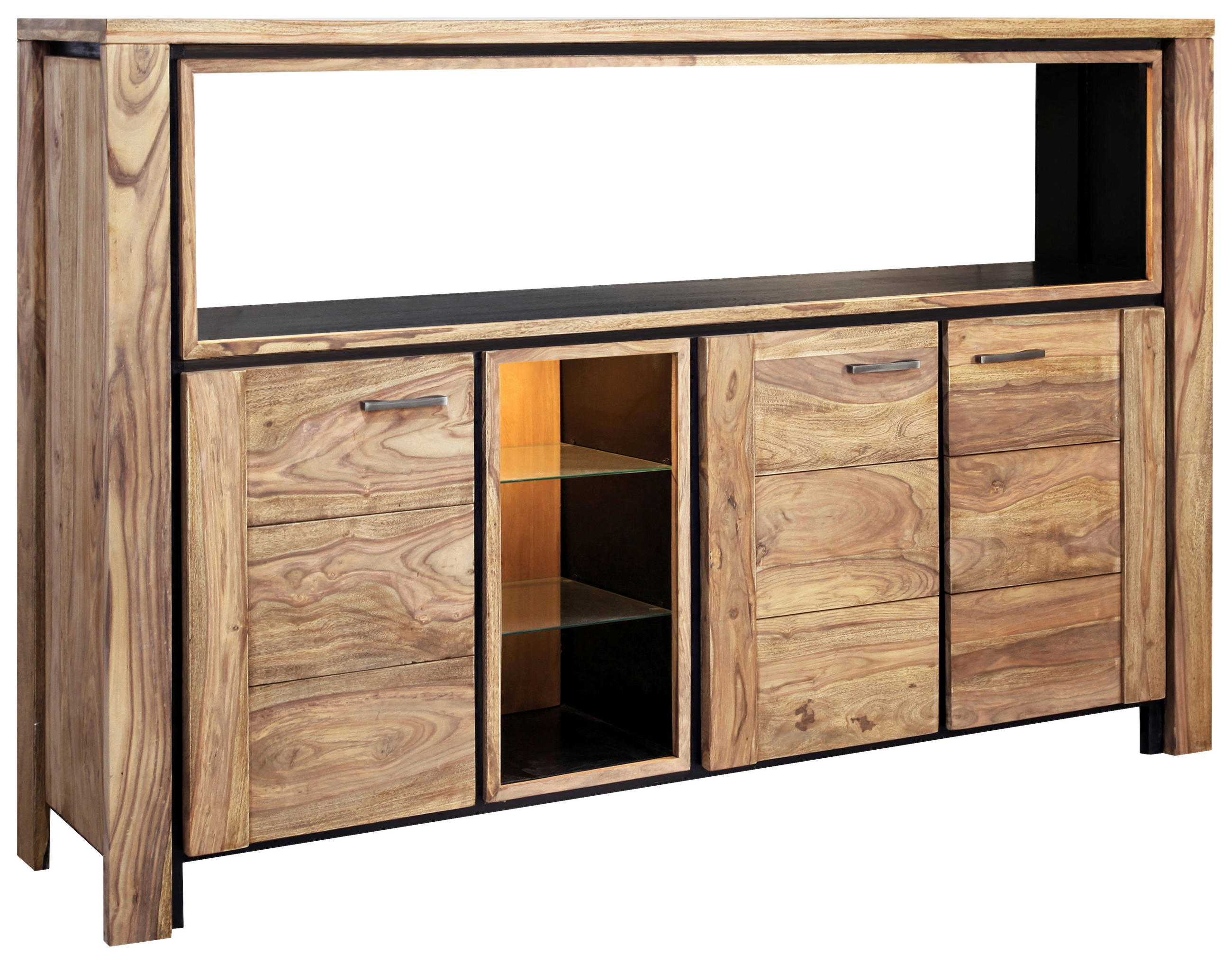 COMODĂ CU UȘI 180/120/40 cm  - culoare lemn sheesham/antracit, Lifestyle, sticlă/metal (180/120/40cm) - Livetastic