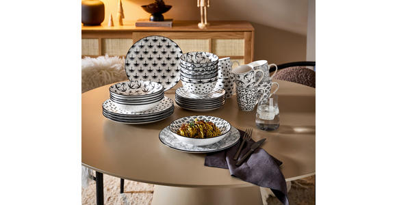 KOMBISERVICE TOKYO 2.0 30-teilig  - Schwarz/Weiß, Trend, Keramik - Novel