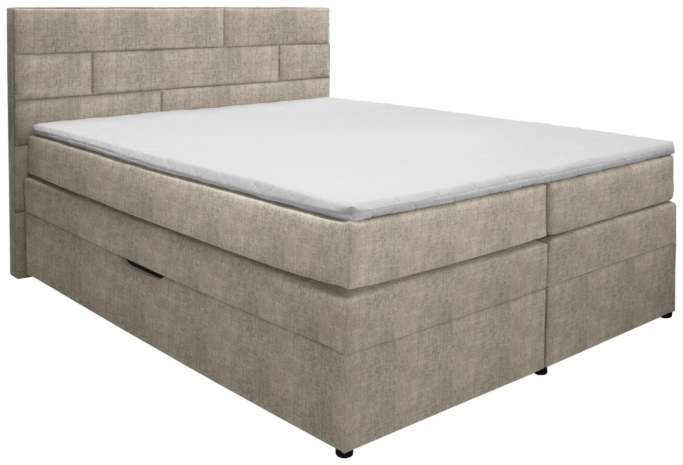 KONTINENTALSÄNG 180/200 cm,  i taupe, madrass, förvaring, bäddmadrass, H2 = medelfast  - wengefärgad/taupe, Klassisk, trä/textil (180/200cm) - Carryhome