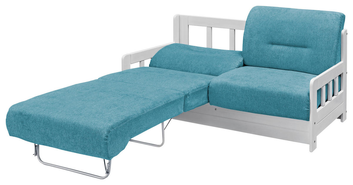 SCHLAFSOFA  in Mikrofaser Blau, Weiß  - Blau/Weiß, LIFESTYLE, Holz/Textil (154/88/90cm) - Livetastic