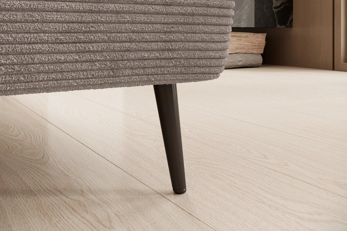 ECKSOFA in Cord Naturfarben  - Schwarz/Naturfarben, Konventionell, Textil/Metall (277/174cm) - Carryhome