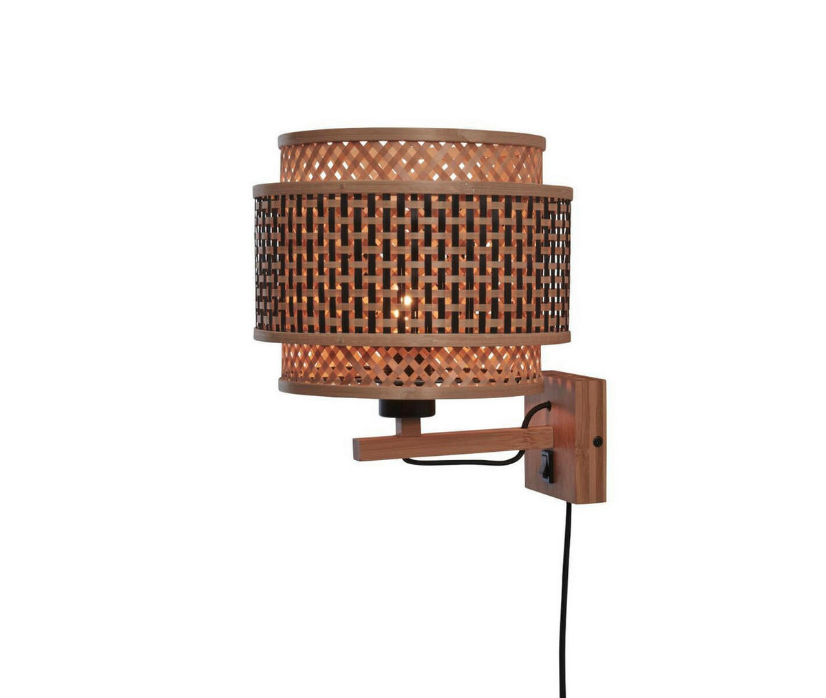 VÄGGLAMPA GOOD&MOJO  25/29/25 cm   - svart/naturfärgad, Trend, trä (25/29/25cm) - Good & Mojo
