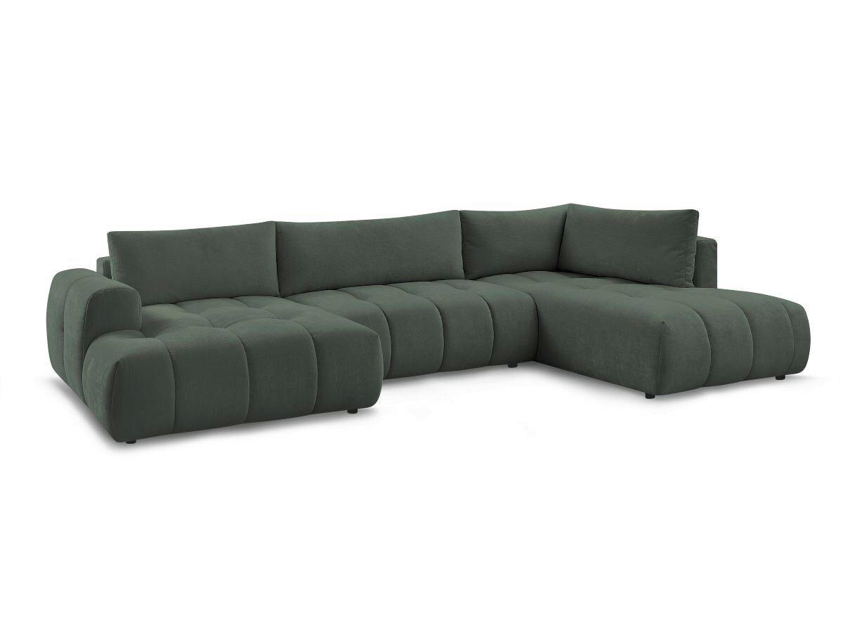 WOHNLANDSCHAFT  FUJI  Grün Leinenoptik  - Schwarz/Grün, MODERN, Kunststoff/Textil (160/377/204cm)