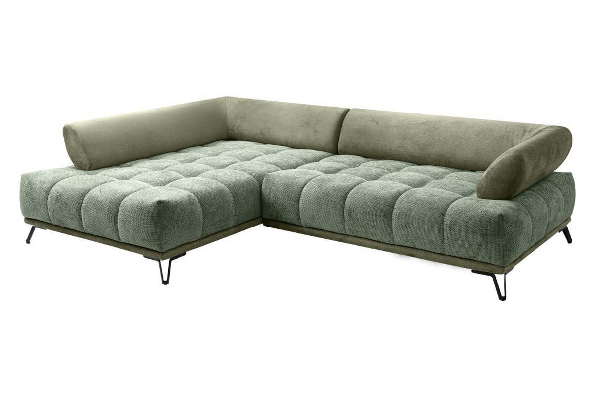 ECKSOFA in Chenille Grün  184/262 cm  - Schwarz/Grün, MODERN, Textil/Metall (184/262cm) - MID.YOU