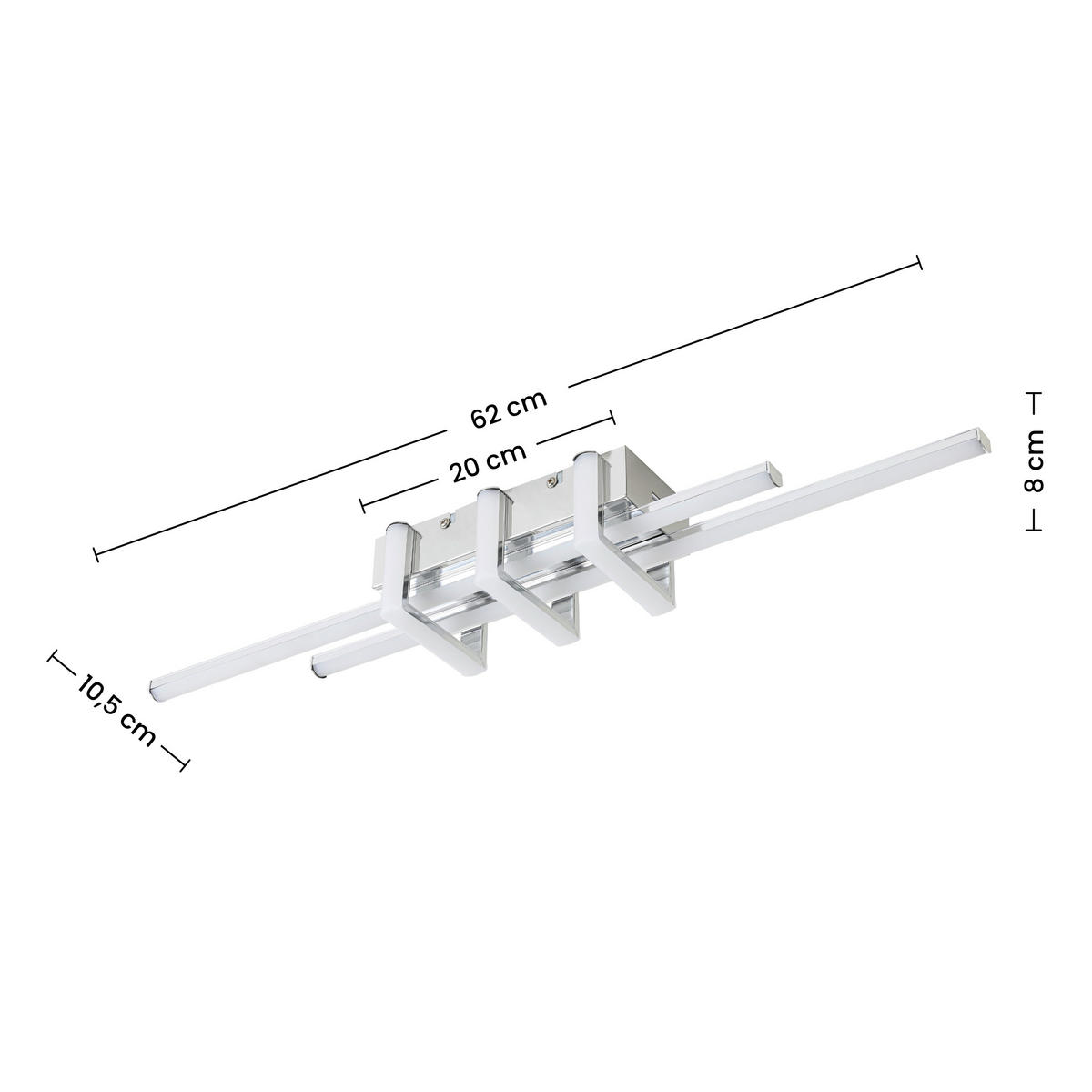 DECKENLEUCHTE 18 W    62/10,5/8 cm  - Chromfarben, Trend, Kunststoff/Metall (62/10,5/8cm) - Collett's Monde
