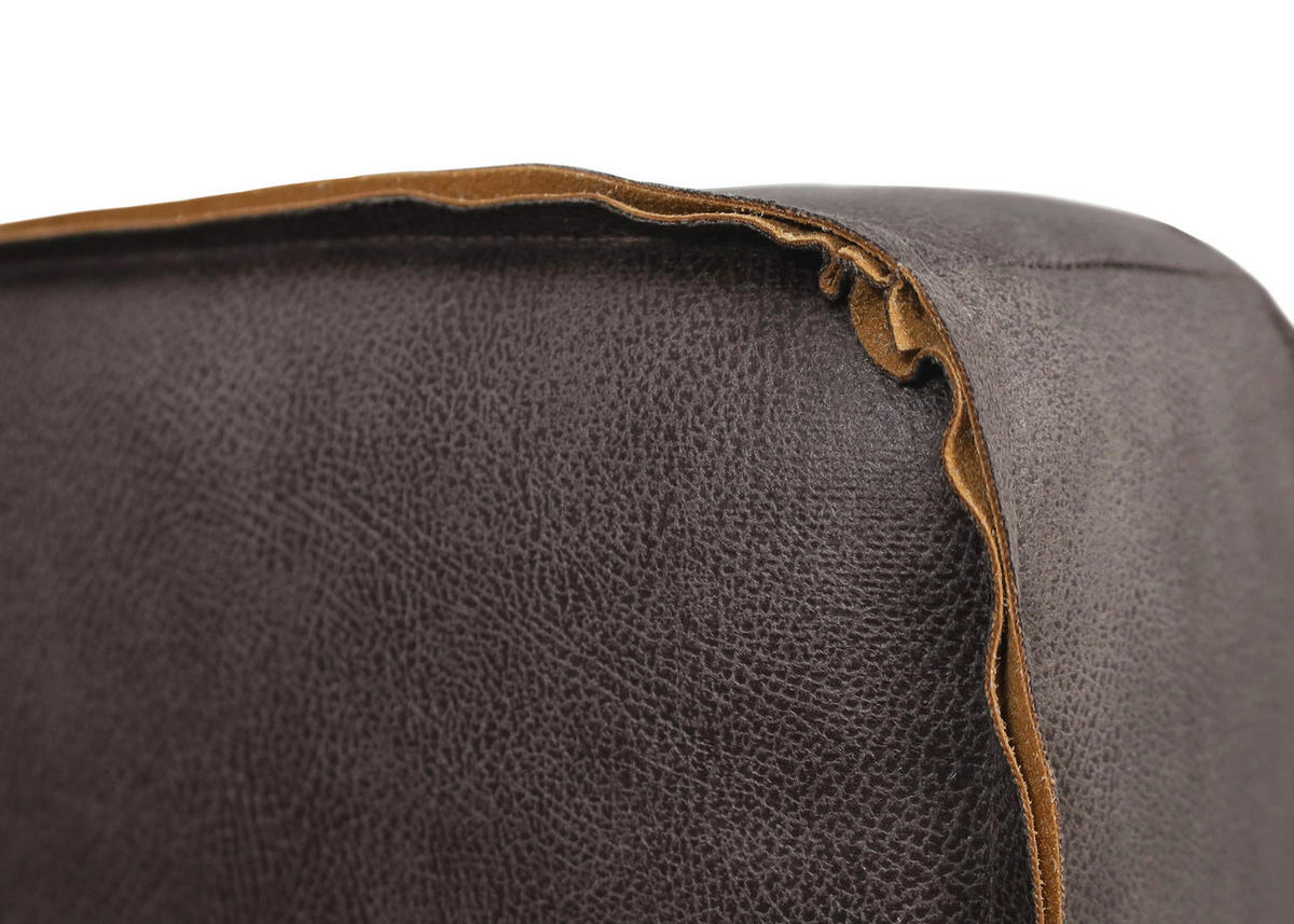 ECKSOFA WATKINS Dunkelgrau Echtleder Lederlook, Mikrofaser  - Dunkelgrau/Schwarz, MODERN, Leder/Textil (232/161cm) - Trendmanufaktur