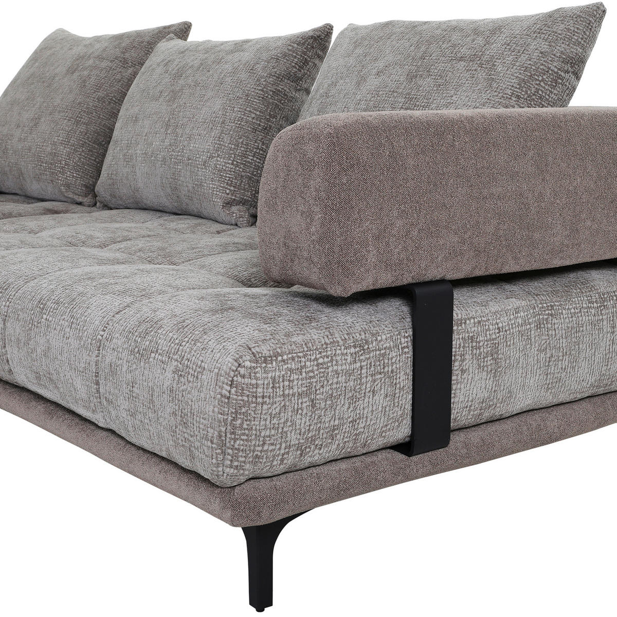ECKSOFA in Flachgewebe Braun  195/263 cm  - Schwarz/Braun, KONVENTIONELL, Textil/Metall (195/263cm) - Carryhome