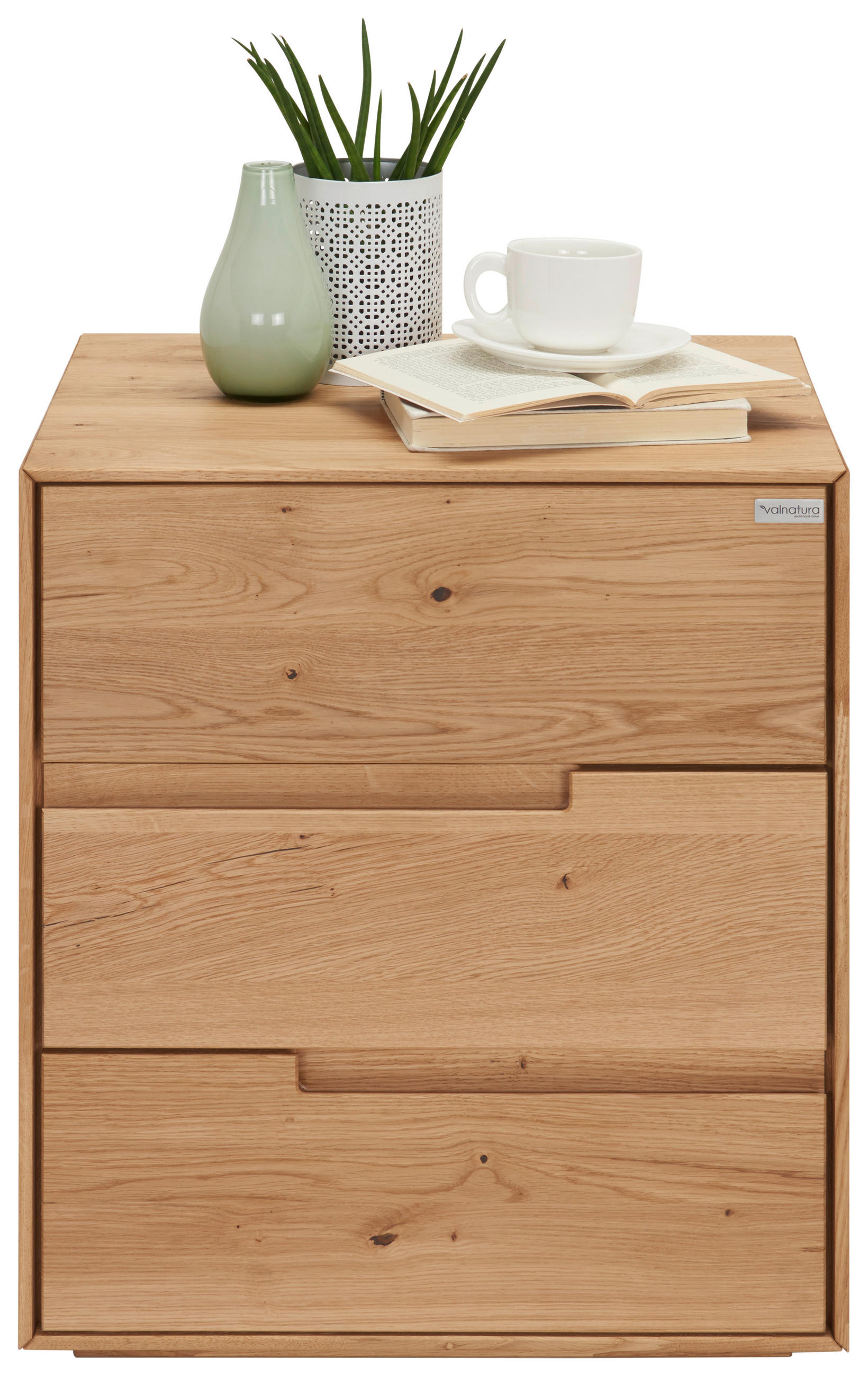 Thumbnail - Valnatura Nachtschrank, Eiche, Holz, Wildeiche, massiv, 3 Schubladen, 50x58x40 cm, Soft-Close-System, Holzmöbel, Holztis...