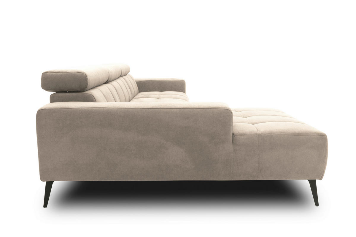 ECKSOFA TRENTO Taupe Mikrofaser  - Taupe/Dunkelgrau, MODERN, Textil/Metall (287/175cm) - MID.YOU