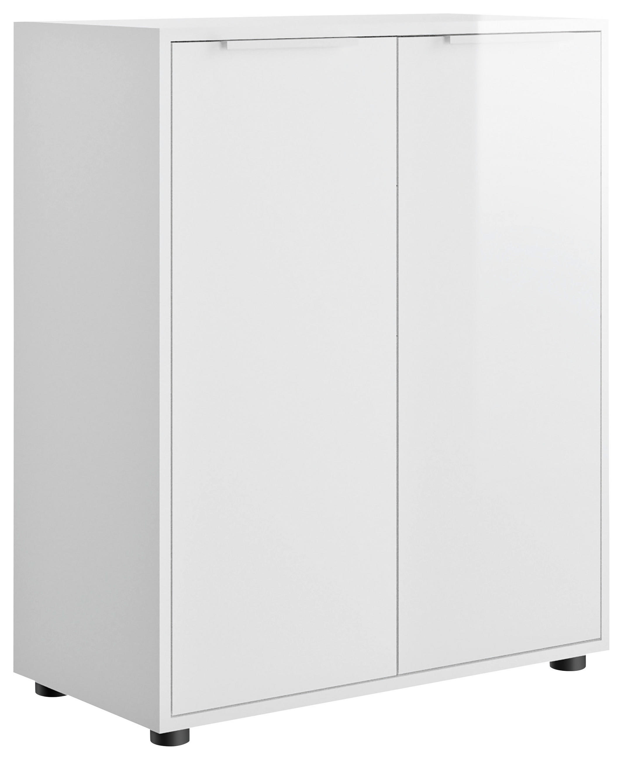 KOMODA, vysoce lesklá bílá, 72/87/35,3 cm - bílá/černá, Design, kov/kompozitní dřevo (72/87/35,3cm) - Carryhome