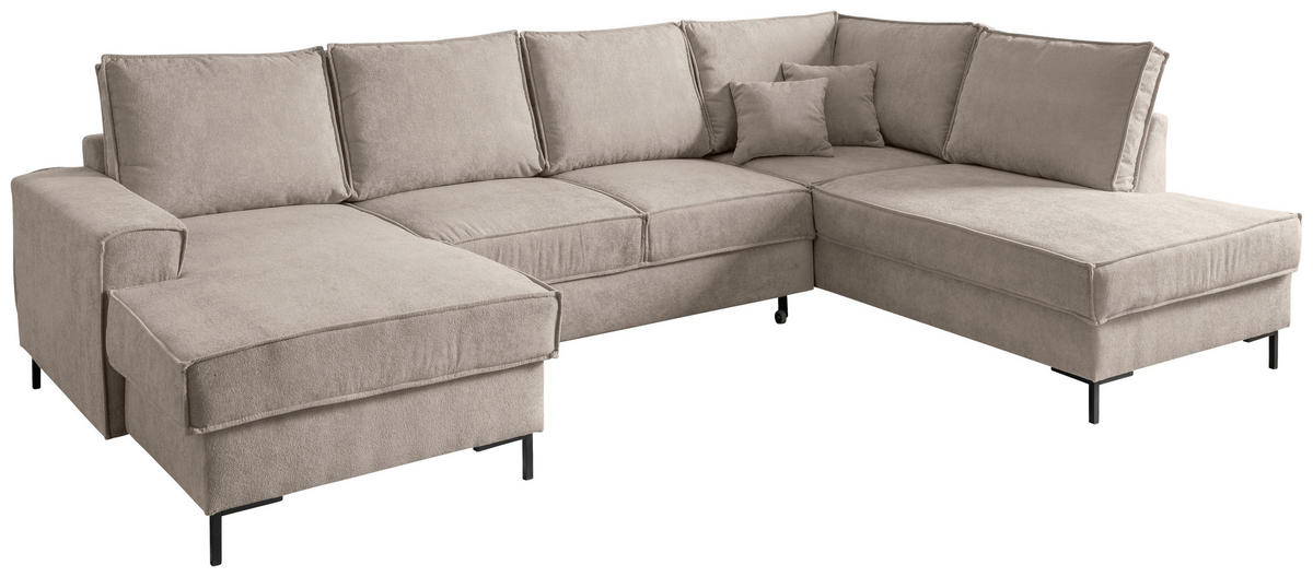 SEDACIA SÚPRAVA, textil, taupe - čierna/taupe, Modern, kov/textil (150/309/198cm) - MID.YOU