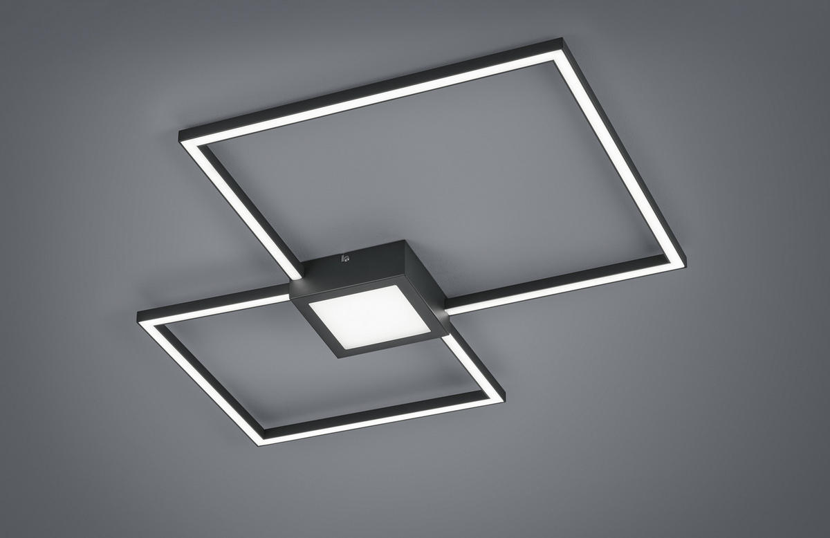 STROPNÉ LED SVIETIDLO, 65/65/5 cm - antracitová, Design, kov/plast (65/65/5cm) - Novel