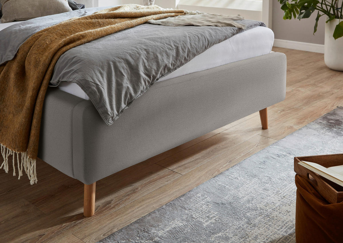 POLSTERBETT 120/200 cm  in Grau  - Eichefarben/Grau, Design, Holz/Textil (120/200cm) - Xora