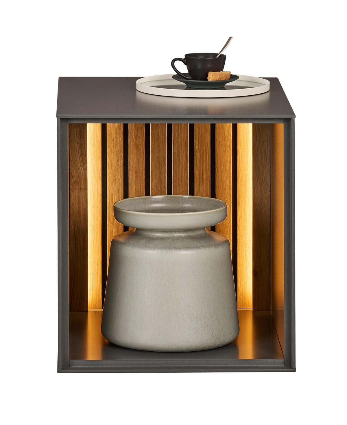 REGÁLOVÝ DÍL, antracitová, barvy dubu, dub, 40/44/50 cm - barvy dubu/antracitová, Design, dřevo/kompozitní dřevo (40/44/50cm) - Dieter Knoll