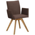 ARMLEHNSTUHL  Stoffauswahl, Typenauswahl Lederlook  - Eichefarben/Braun, KONVENTIONELL, Holz/Textil (60/91/61cm) - Moderano
