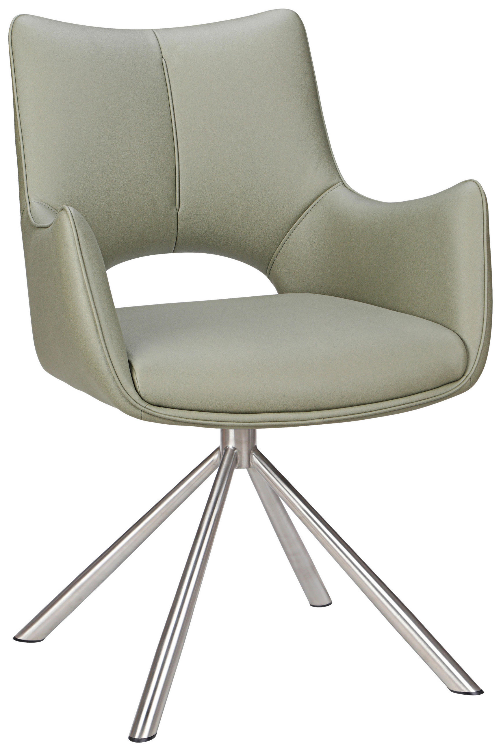 ARMLEHNSTUHL  in Edelstahl Mikrofaser  - Edelstahlfarben/Grün, Design, Textil/Metall (59/88,5/62cm) - Carryhome