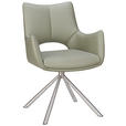 ARMLEHNSTUHL  Sitzfläche 360° drehbar, inklusive Armlehnen Mikrofaser  - Edelstahlfarben/Grün, Design, Textil/Metall (59/88,5/62cm) - Carryhome