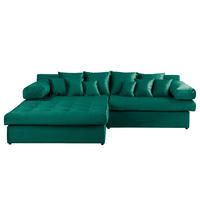 ECKSOFA Velours Grün  - Schwarz/Grün, Design, Kunststoff/Textil (243/284cm) - P & B