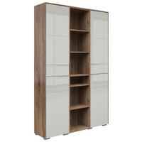 AKTENSCHRANK Hellgrau, Eiche dunkel  - Eiche dunkel/Hellgrau, KONVENTIONELL, Glas/Holzwerkstoff (122/199/37cm) - Voleo