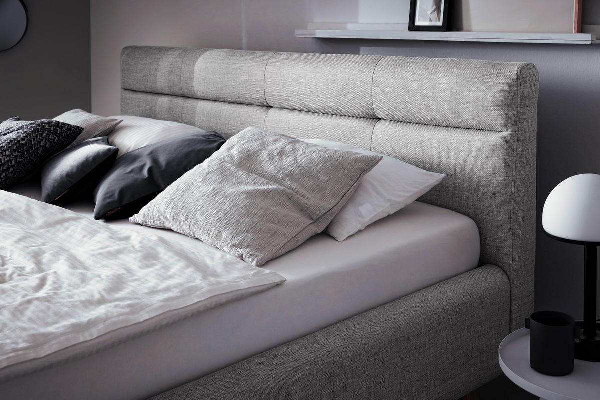 POLSTERBETT 180/200 cm  in Grau  - Eichefarben/Birkefarben, Konventionell, Holz/Textil (180/200cm) - Boxxx