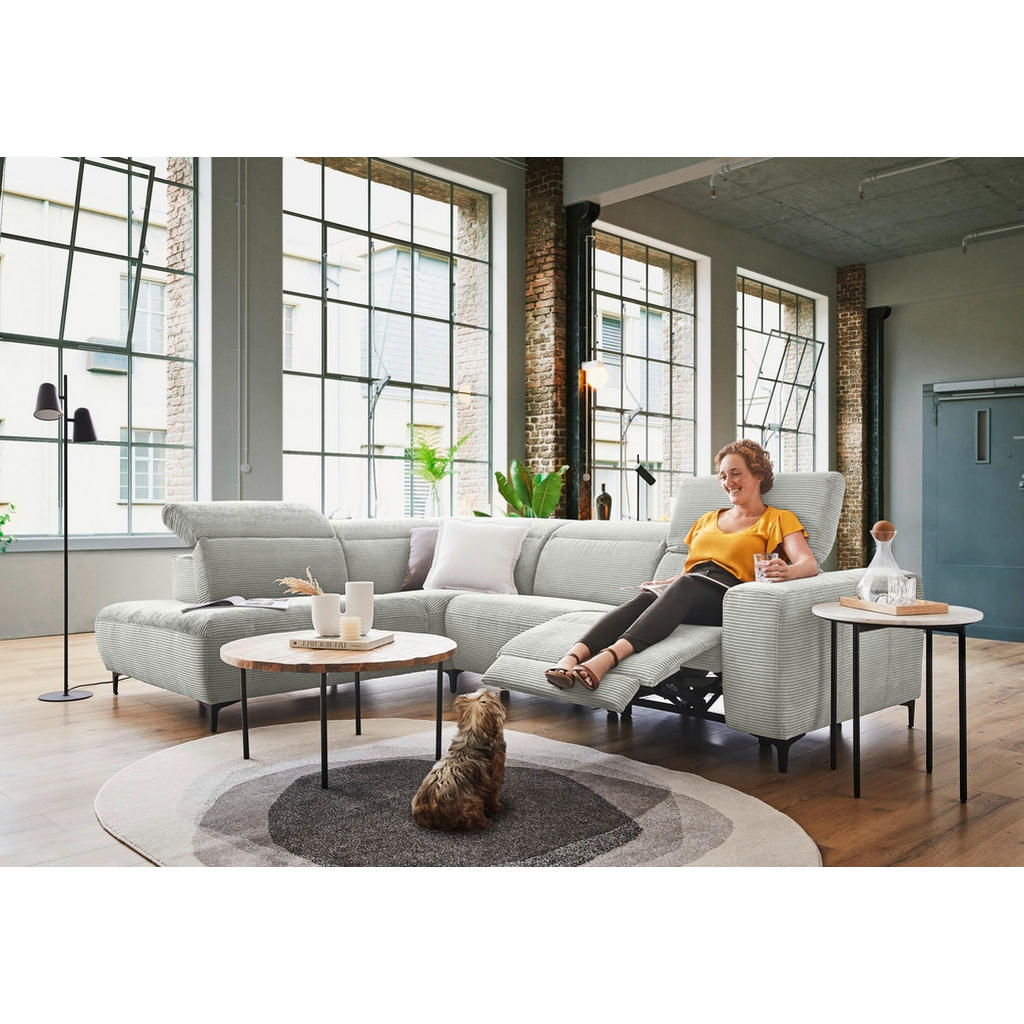 Thumbnail - Pure Home Lifestyle Ecksofa, Hellgrau, Textil, Uni, Ottomane links, L-Form, 290x223 cm, Blauer Engel, Goldenes M, Dgm, T...