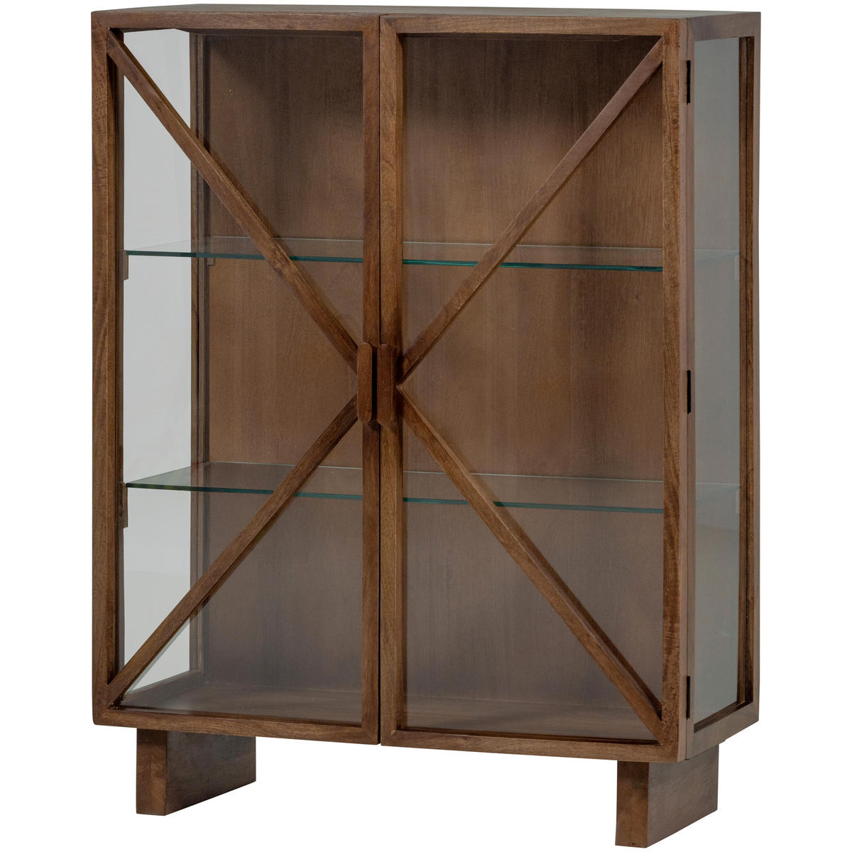 VITRINE Kella in massiv Mangoholz Dunkelbraun  - Dunkelbraun, Design, Glas/Holz (100/132/44cm) - Livetastic