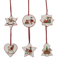 FÜGGŐDÍSZ - piros/fehér, Trend, textil/kerámia (7cm) - X-Mas