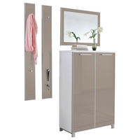 GARDEROBE 4-teilig  in 135/195/37 cm  - Taupe/Weiß, Design, Glas/Holzwerkstoff (135/195/37cm)