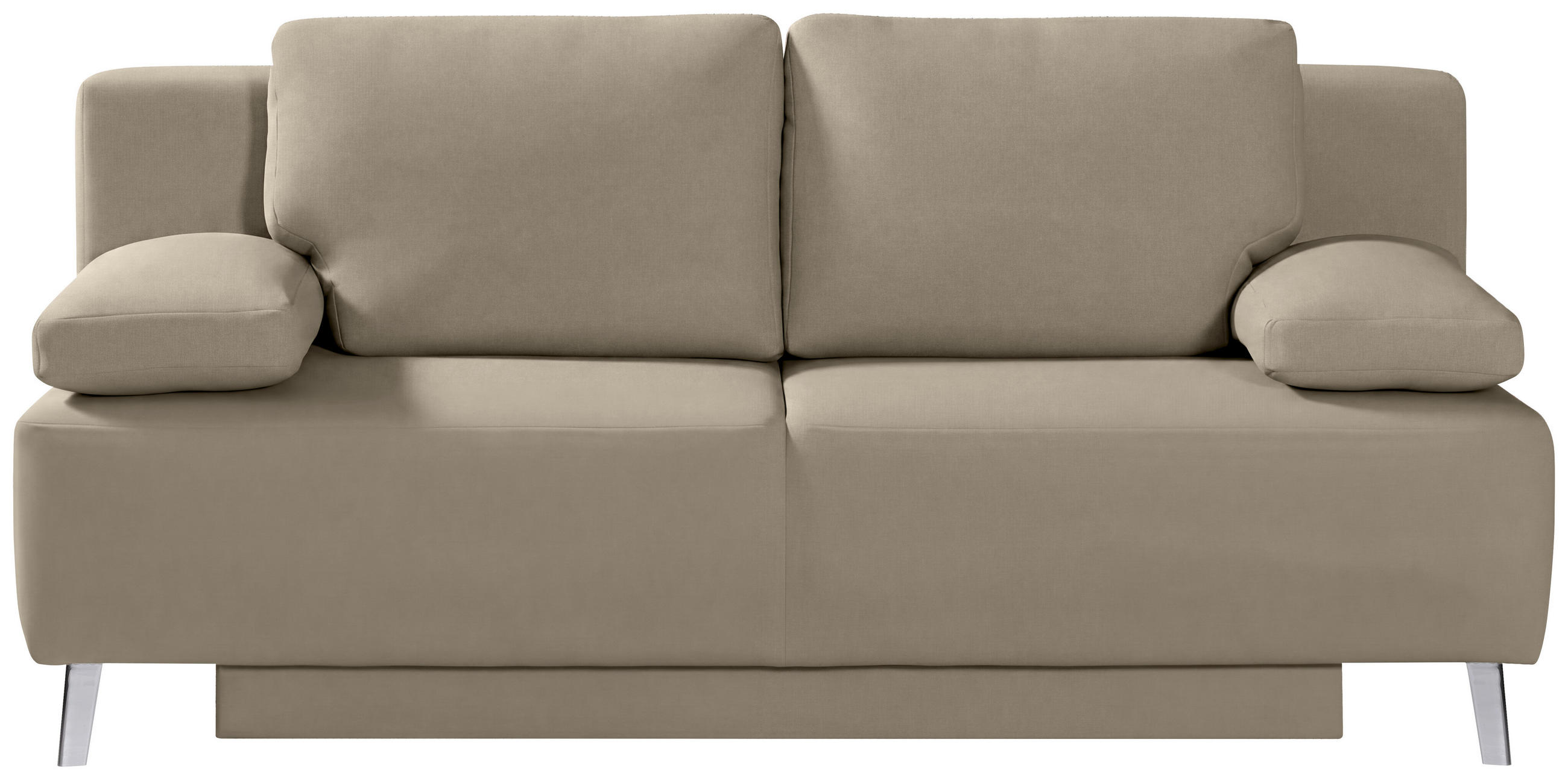 SCHLAFSOFA  in Flachgewebe Cappuccino  - Chromfarben/Cappuccino, MODERN, Textil/Metall (197/92/88cm) - Novel