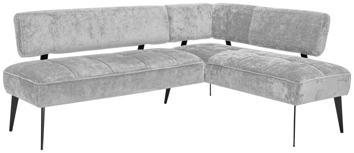 ECKBANK 212/162 cm Webstoff Grau, Schwarz Metall   - Schwarz/Grau, MODERN, Textil/Metall (212/162cm) - Welnova
