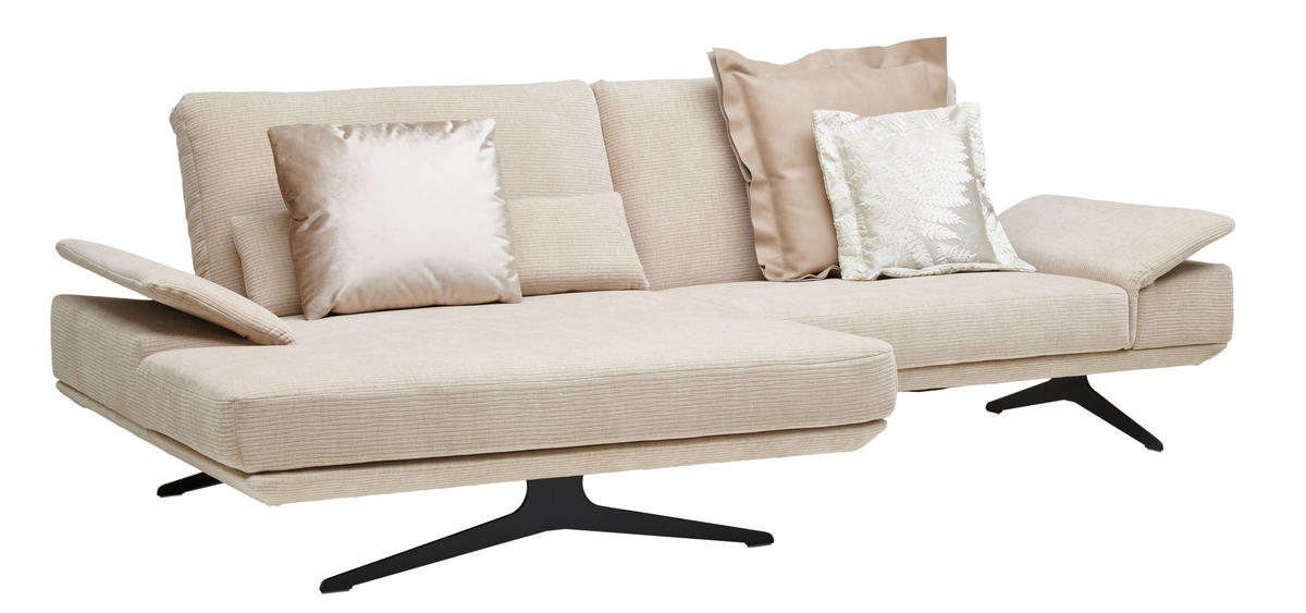 CANAPÉ D'ANGLE in Flachgewebe Beige  - Beige/Schwarz, Design, Textil/Metall (155/284cm) - Koinor