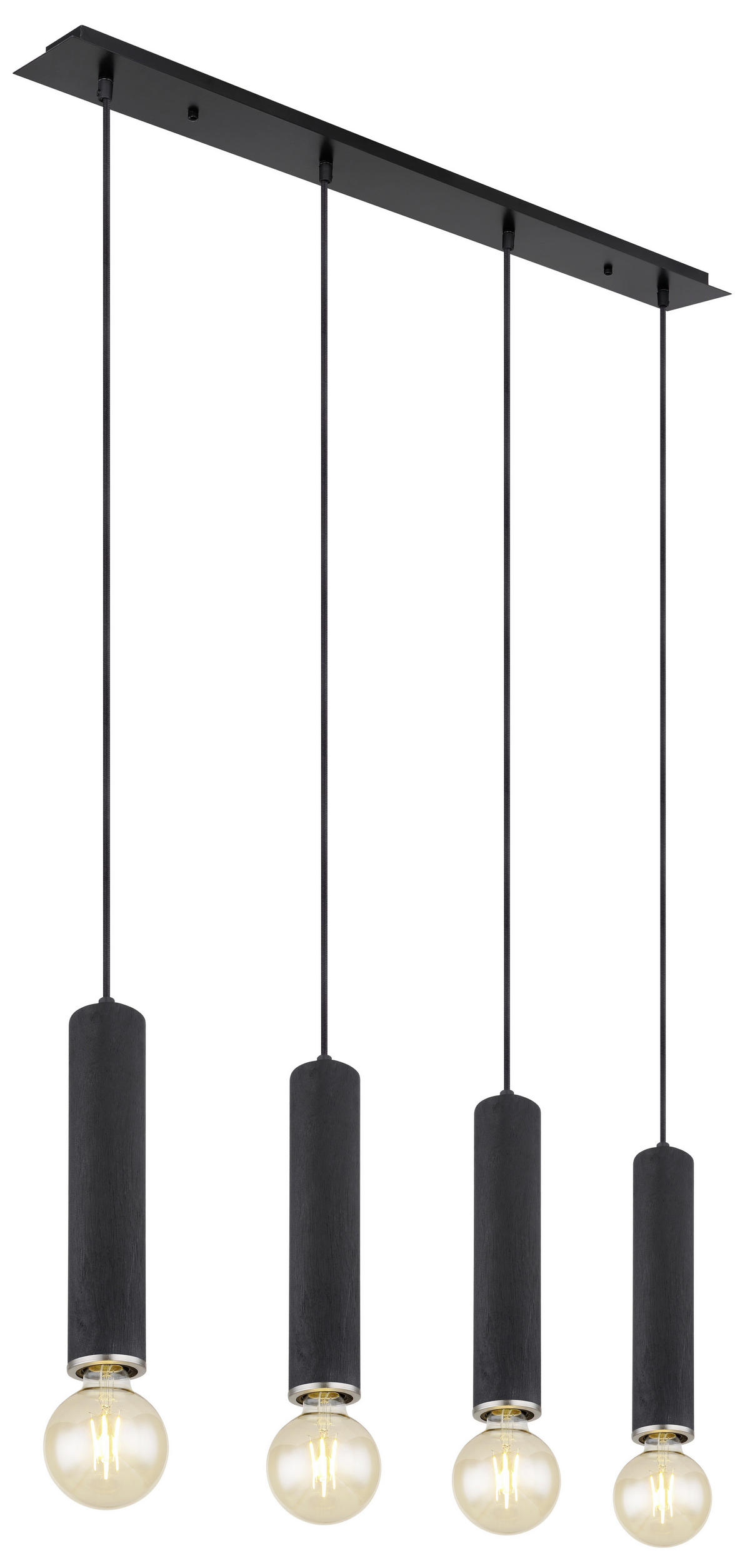 HÄNGELEUCHTE Marion 93/10/120 cm   - Schwarz/Nickelfarben, Basics, Holz/Textil (93/10/120cm) - Globo