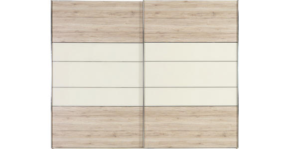 SCHWEBETÜRENSCHRANK in Eichefarben, Magnolie - Chromfarben/Eichefarben, KONVENTIONELL, Glas/Holzwerkstoff (300/236/68cm) - Voleo