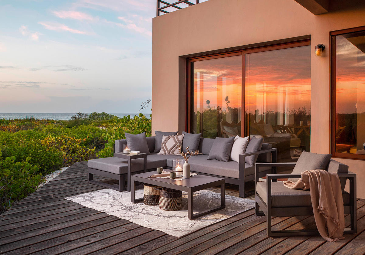 LOUNGEGARNITUR 180/248 cm Aluminium  - Anthrazit, Design, Glas/Textil (180/248cm) - Amatio