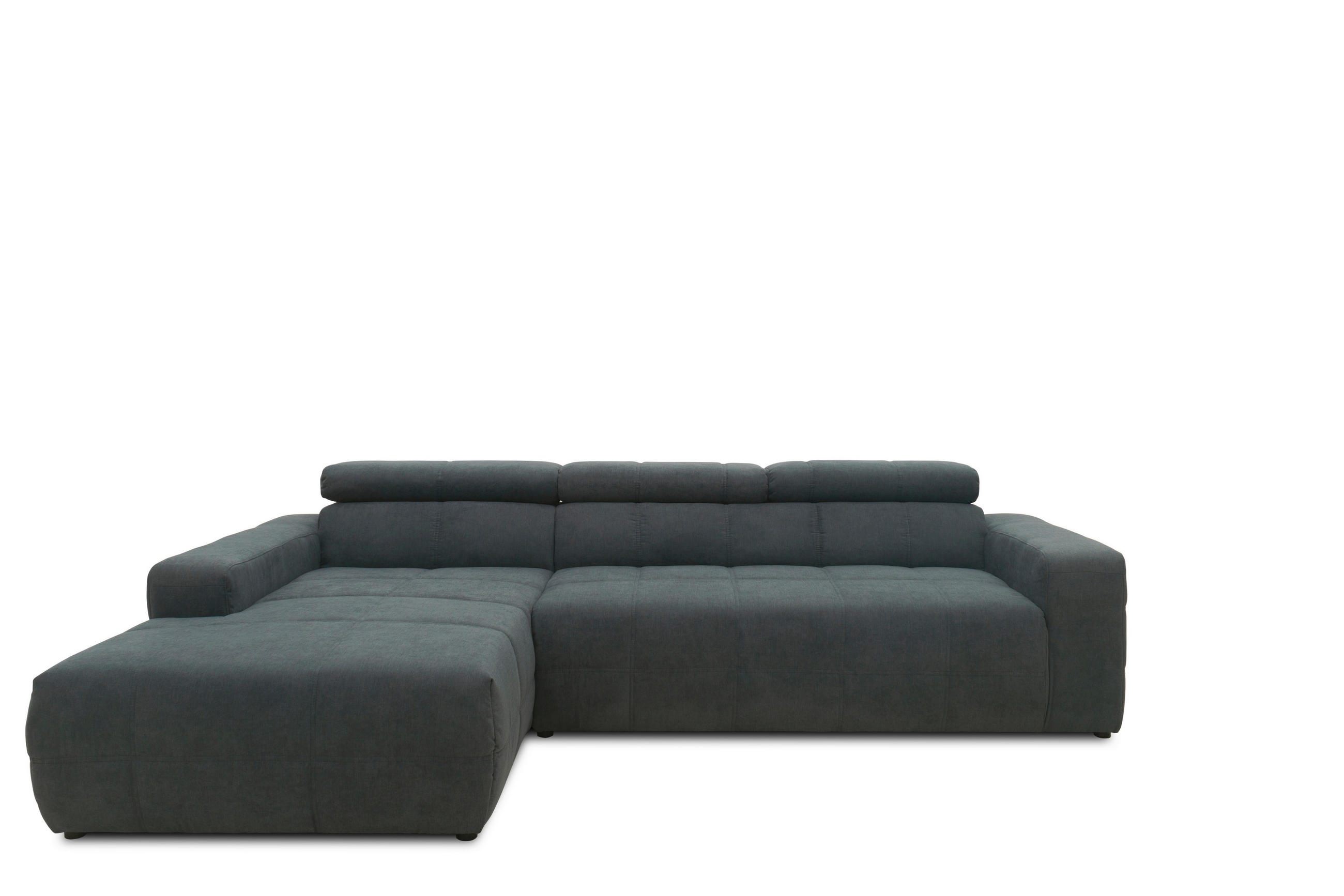 ECKSOFA Dunkelgrau Mikrofaser  - Dunkelgrau/Schwarz, Design, Kunststoff/Textil (175/285cm) - MID.YOU