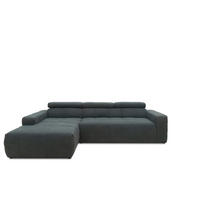 ECKSOFA Dunkelgrau Mikrofaser  - Dunkelgrau/Schwarz, Design, Kunststoff/Textil (175/285cm) - MID.YOU