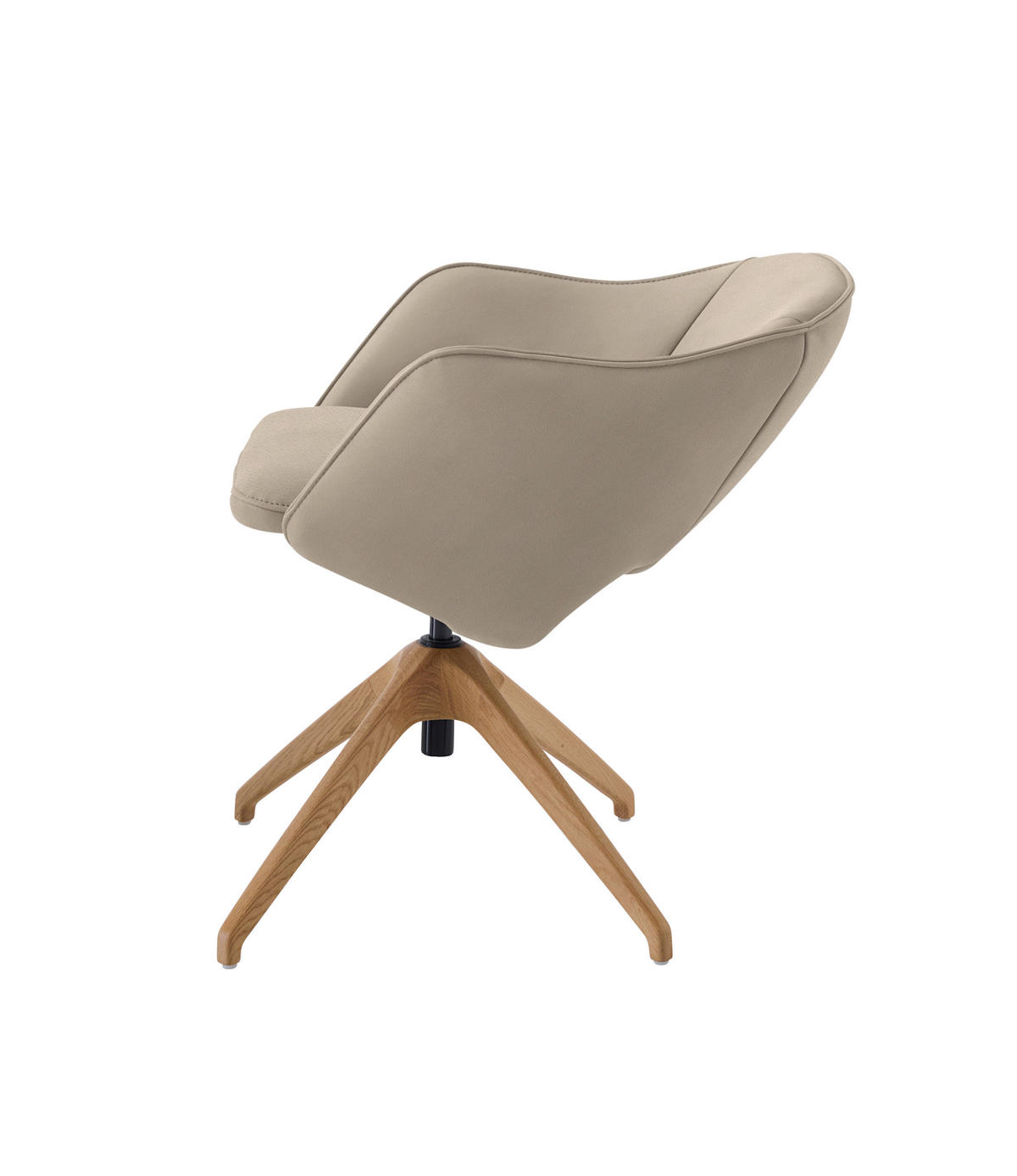 ARMLEHNSTUHL  in Echtleder naturbelassen  - Wildeiche/Beige, Design, Leder/Holz (63/74-90/57-73cm) - Koinor