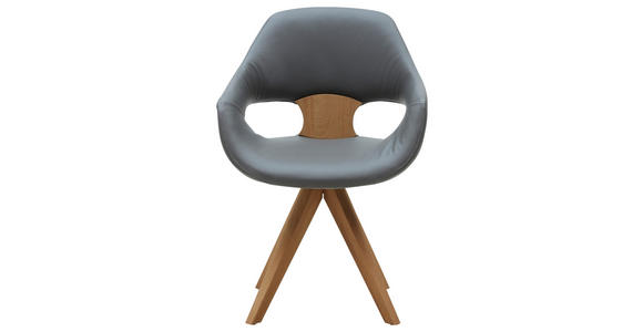 ARMLEHNSTUHL  Lederauswahl  Echtleder  - Eichefarben/Grau, Natur, Leder/Holz (60/91/60cm) - Valnatura