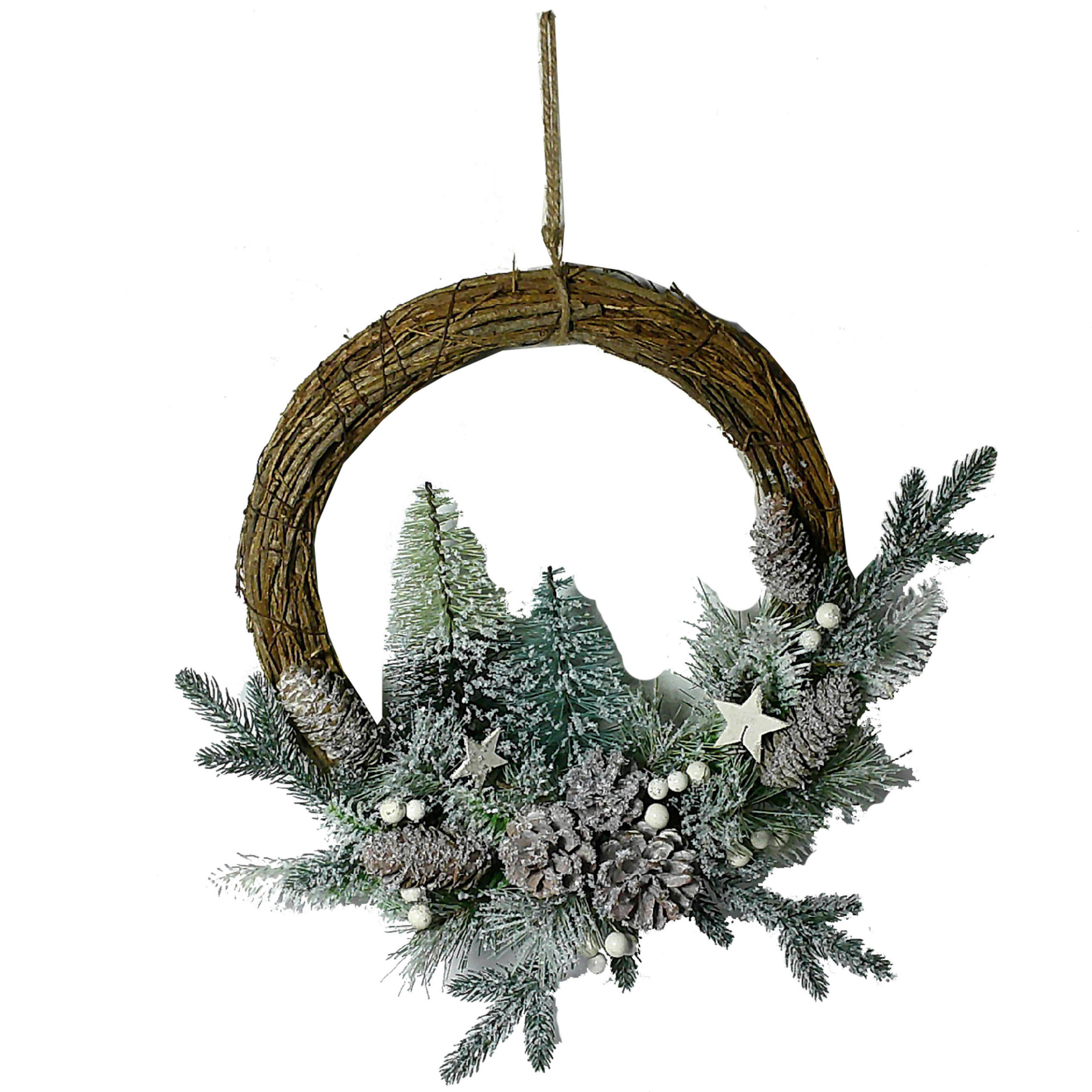 X-Mas Türkranz Grün, Natur 32x33 cm