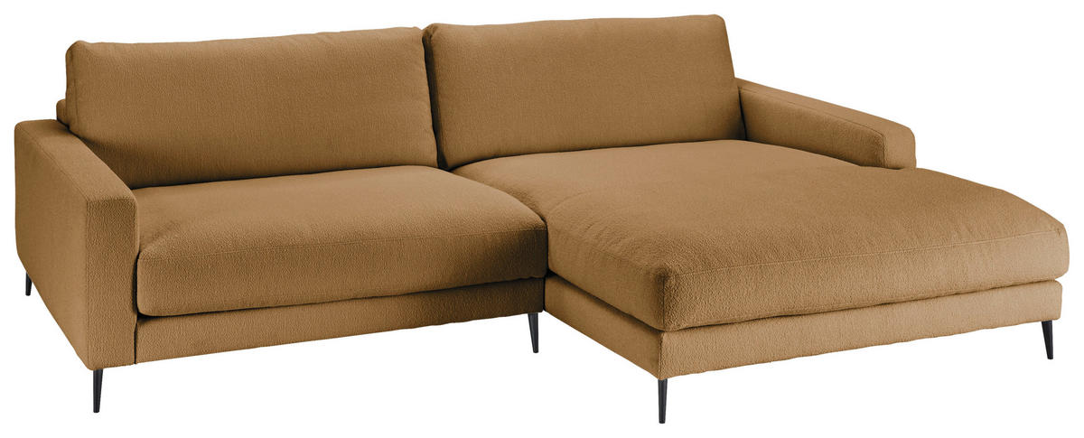 ECKSOFA in Flachgewebe Currygelb  - Currygelb/Schwarz, Design, Textil/Metall (272/190cm) - Lomoco