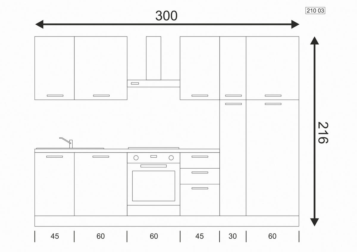 KÜCHENBLOCK 300 cm   in Eukalyptusholzfarben  - Eukalyptusholzfarben/Alufarben, LIFESTYLE, Holzwerkstoff/Kunststoff (300cm) - MID.YOU